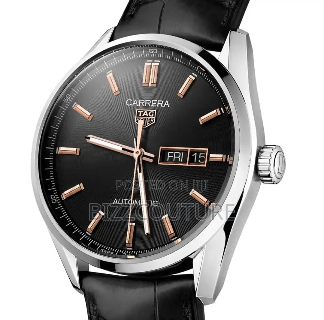 Original Tag Heuer Carrera Automatic Black Leather Watch