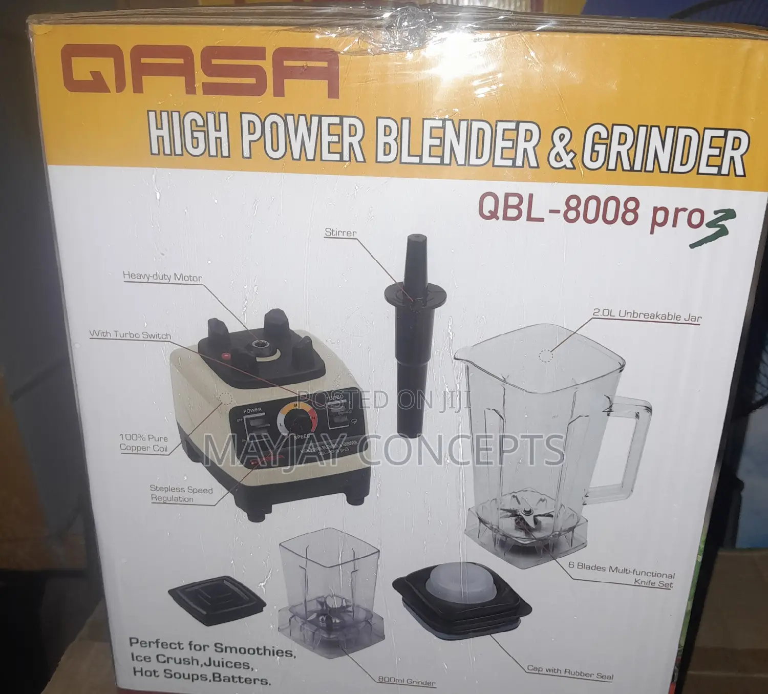 Qasa High Power Blender Grinder-Commercia Domestic Use-Pro3