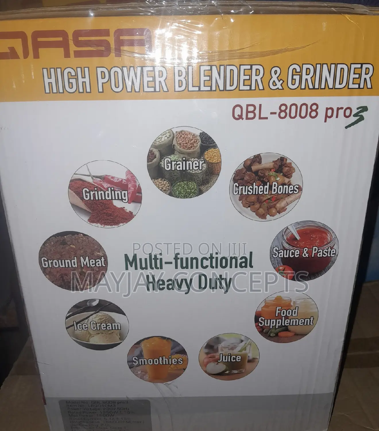 Qasa High Power Blender Grinder-Commercia Domestic Use-Pro3