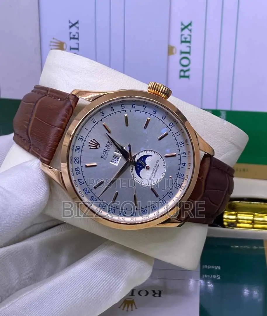 Original Rolex Perpetual Brown Leather Watch Is Available