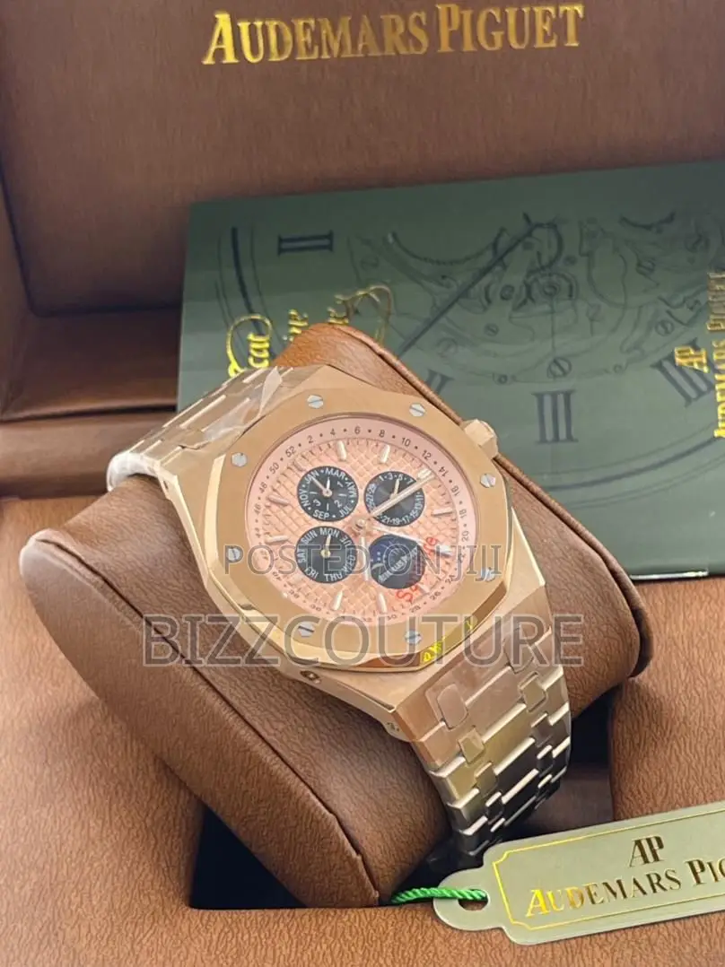 Origina AUDEMARS Piquest Chronograph Rose Gold Chain Watch