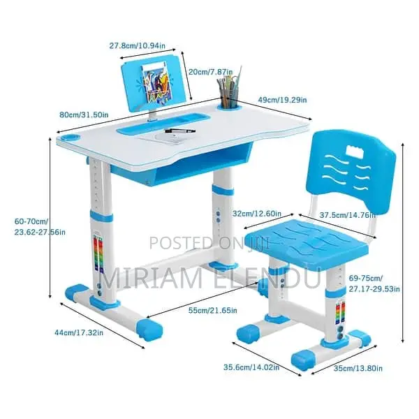 Kids Adjustable Study Table and Chair Set