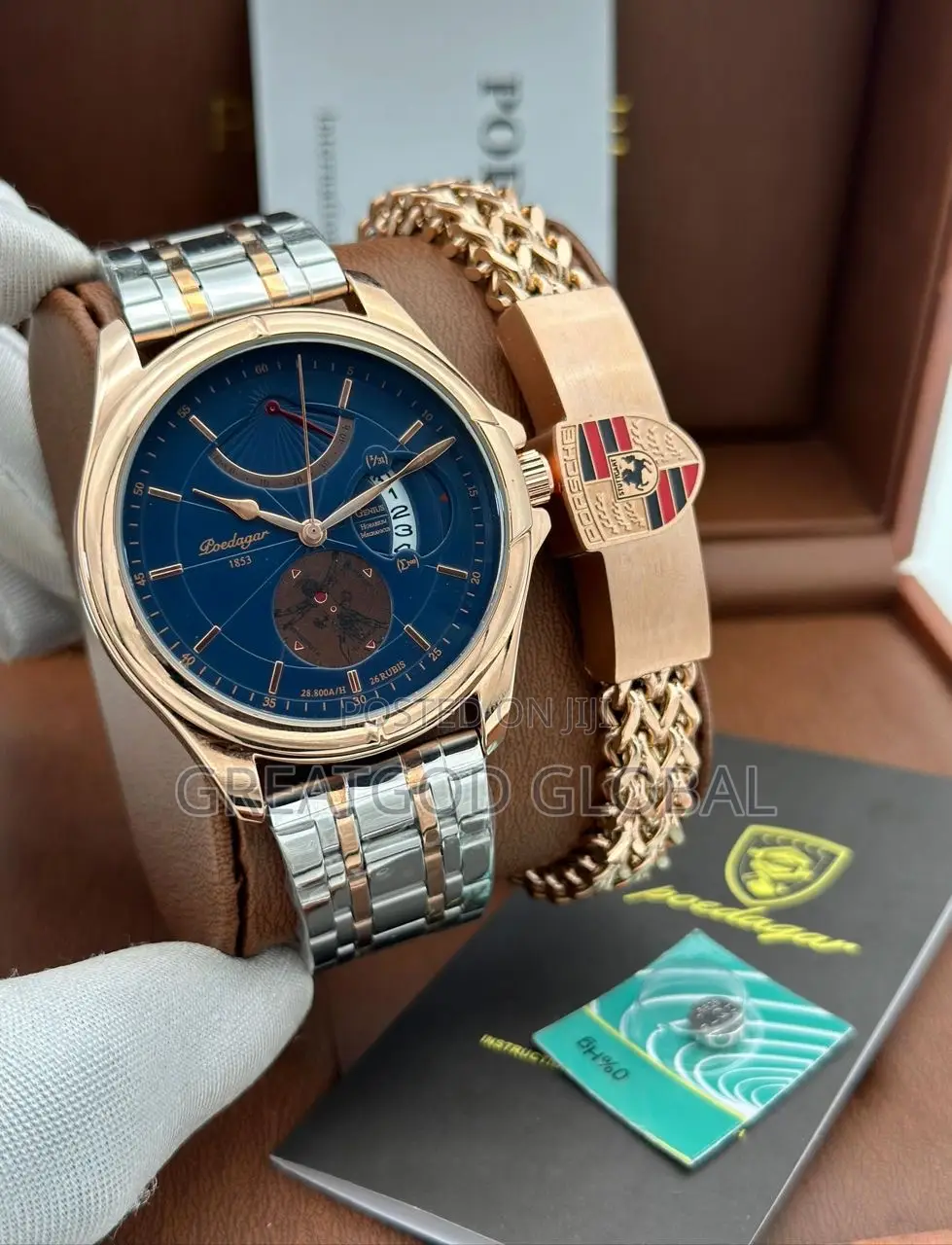 Top Luxury Brand Dated POEDAGAR Chain Strap Watch*