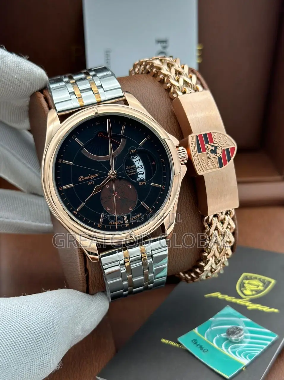 Top Luxury Brand Dated POEDAGAR Chain Strap Watch*