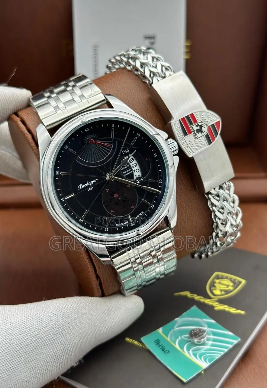 Top Luxury Brand Dated POEDAGAR Chain Strap Watch*