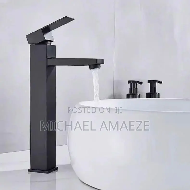 Long Black Basin Mixer Tap