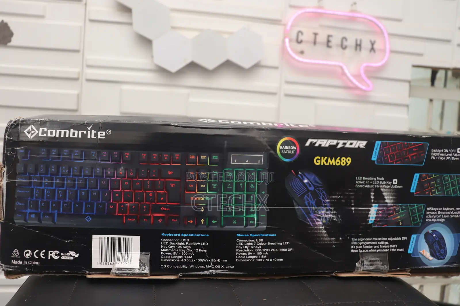 Combrite Raptor Gaming Keyboard and Mouse Set With Mouse Pad