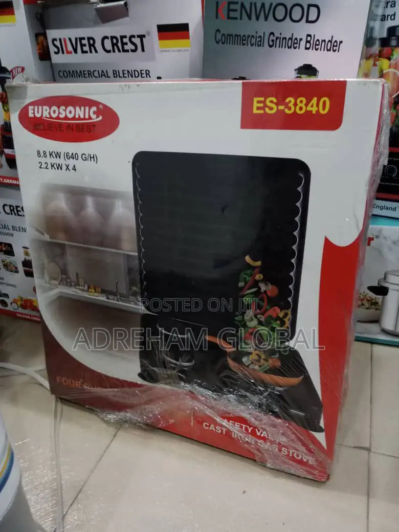 Eurosonic 4 Burner Automatic Gas Cooker With Cover.