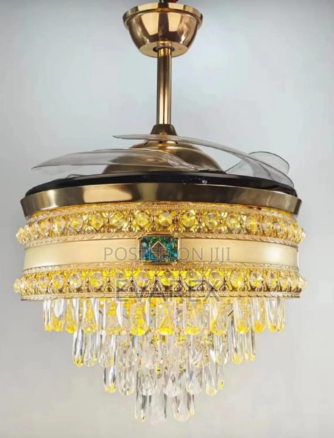 Portable Crystal Chandelier Light With Fan