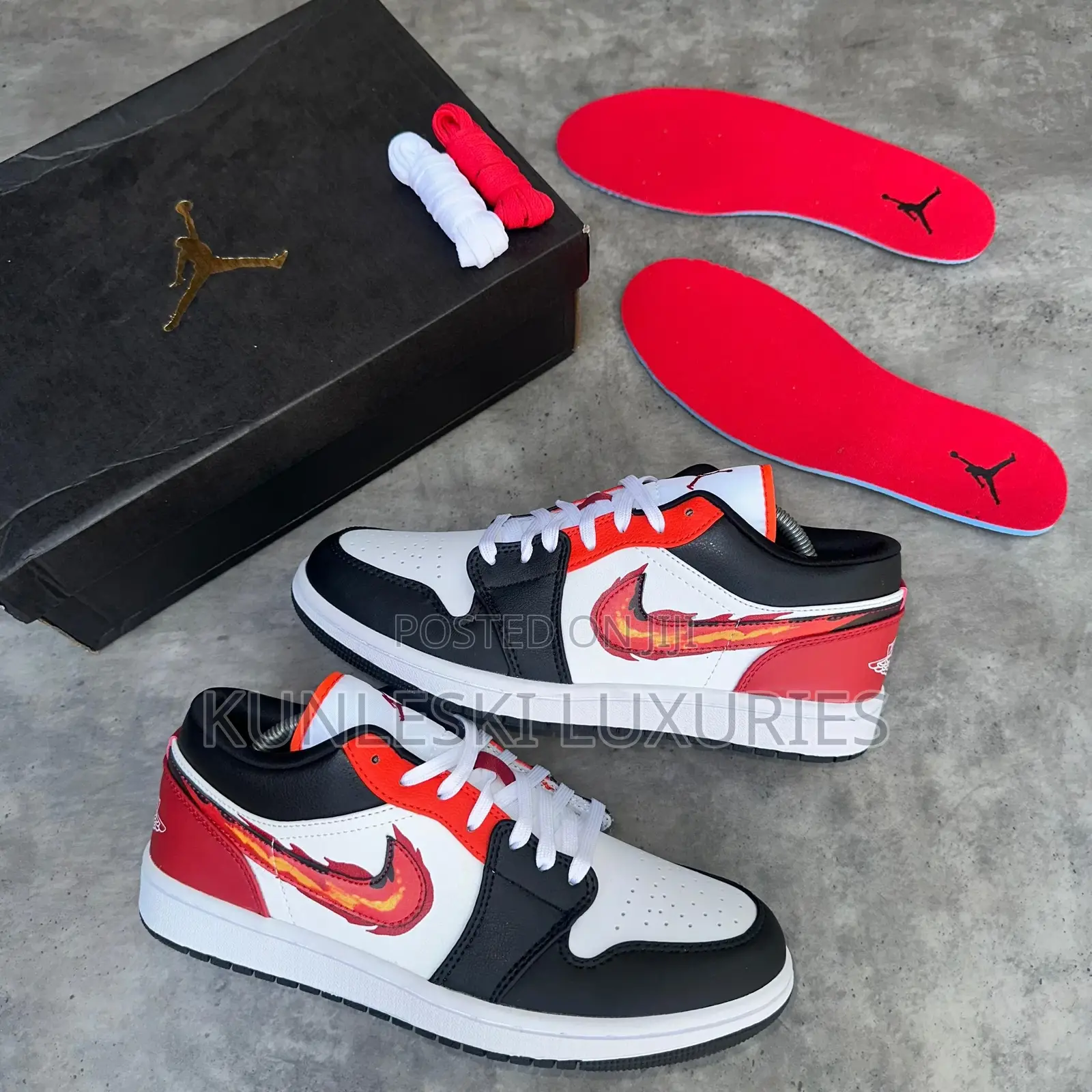 Original Air Jordan 1 Low Flaming Swoosh Sneakers