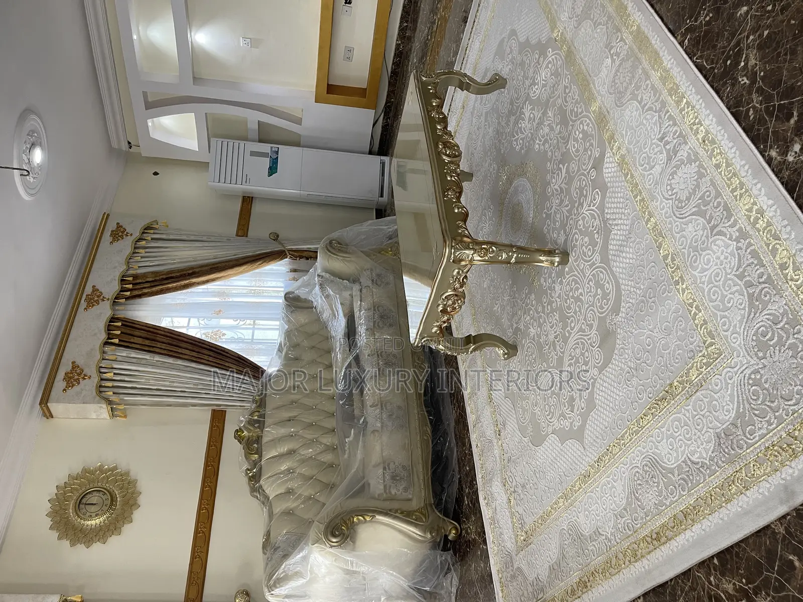 Curtains, Sofa Set, Arab Center Rug, Center Table and Side