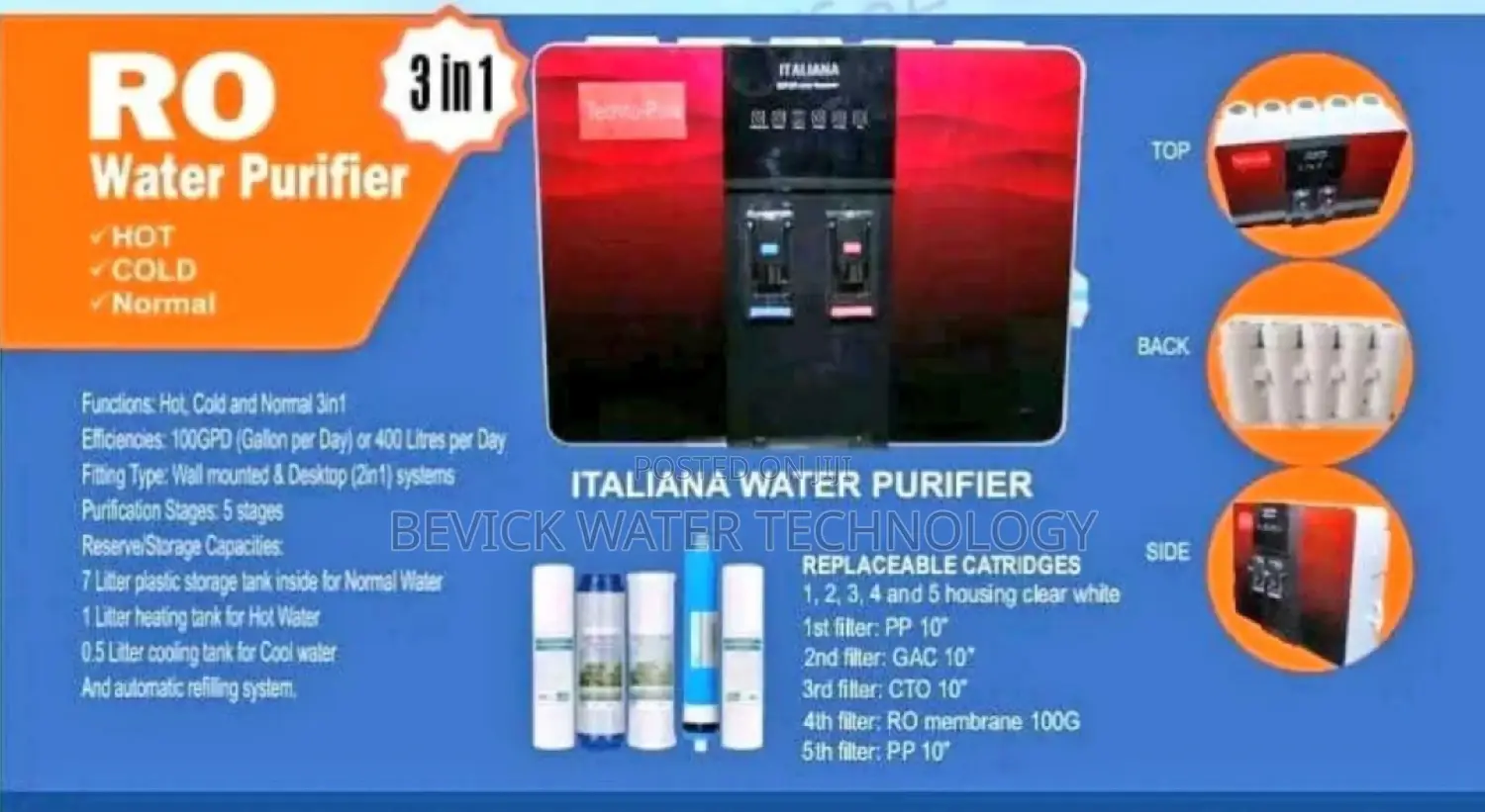 Dispenser Reverse Osmosis With Cold and Hot Water
