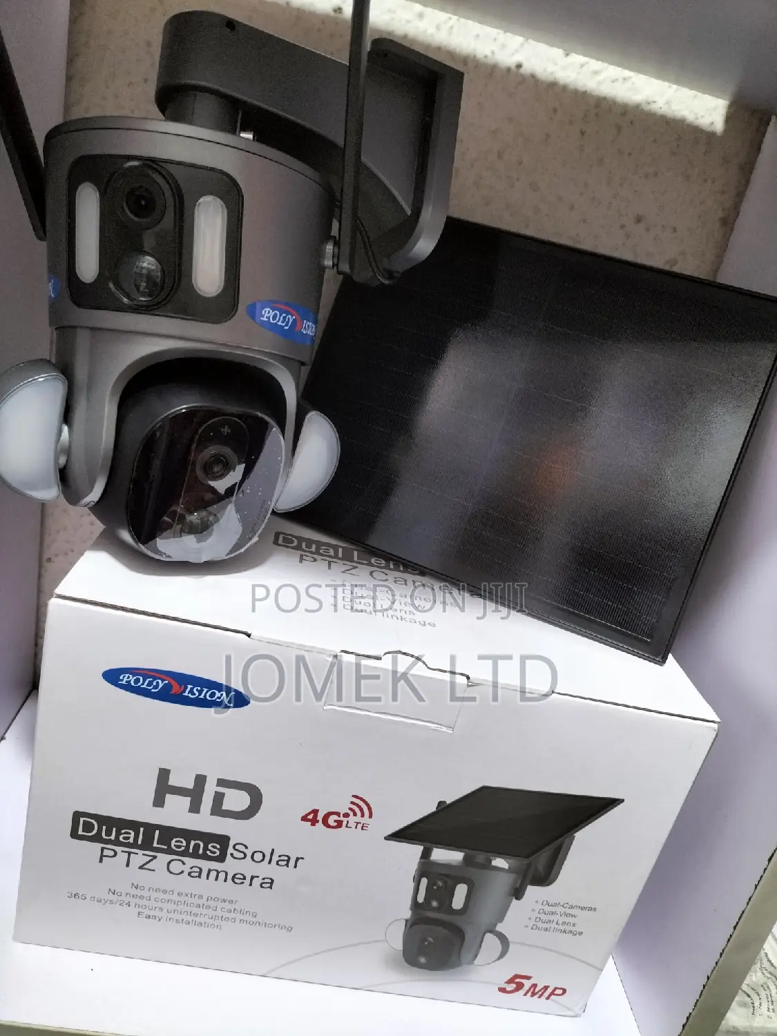 5mpsolar Powered 4g Simcard Dual Lens Rotational CCTV Camera