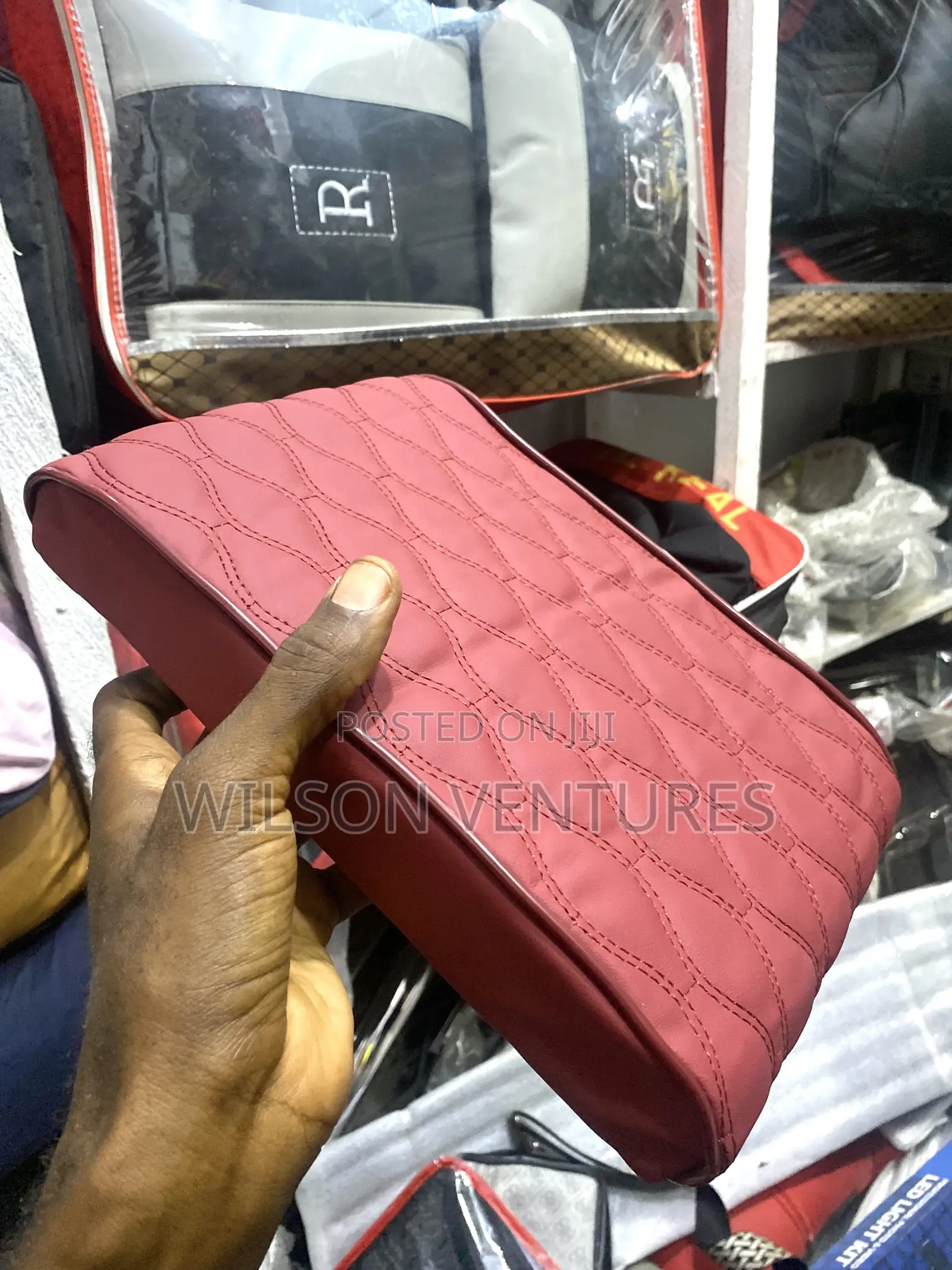 Red Color Car Arm Rest Cover