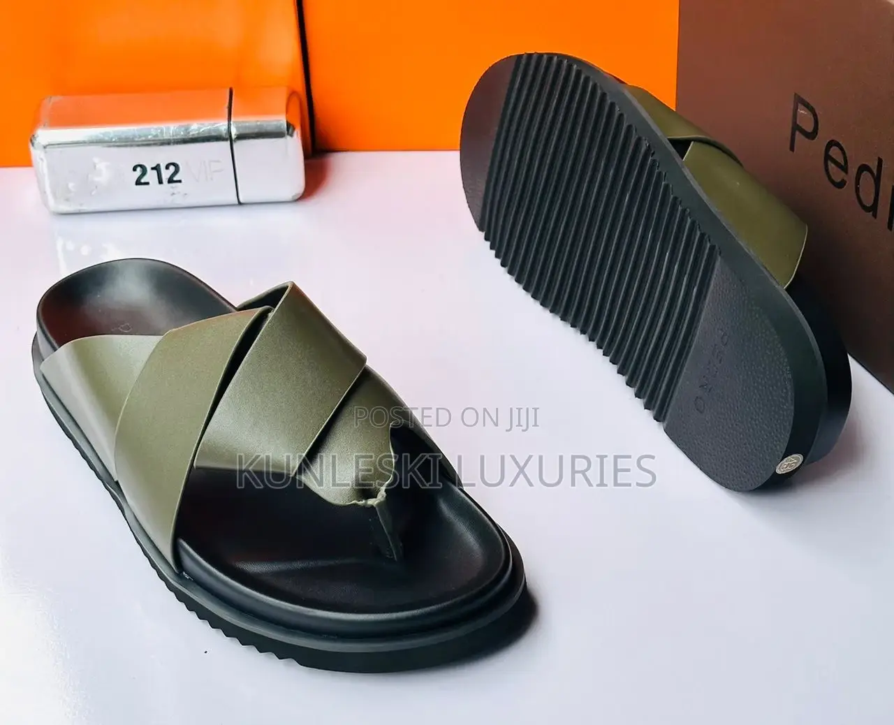 Original Perdo Men Leather Slippers in Three Colors Ways