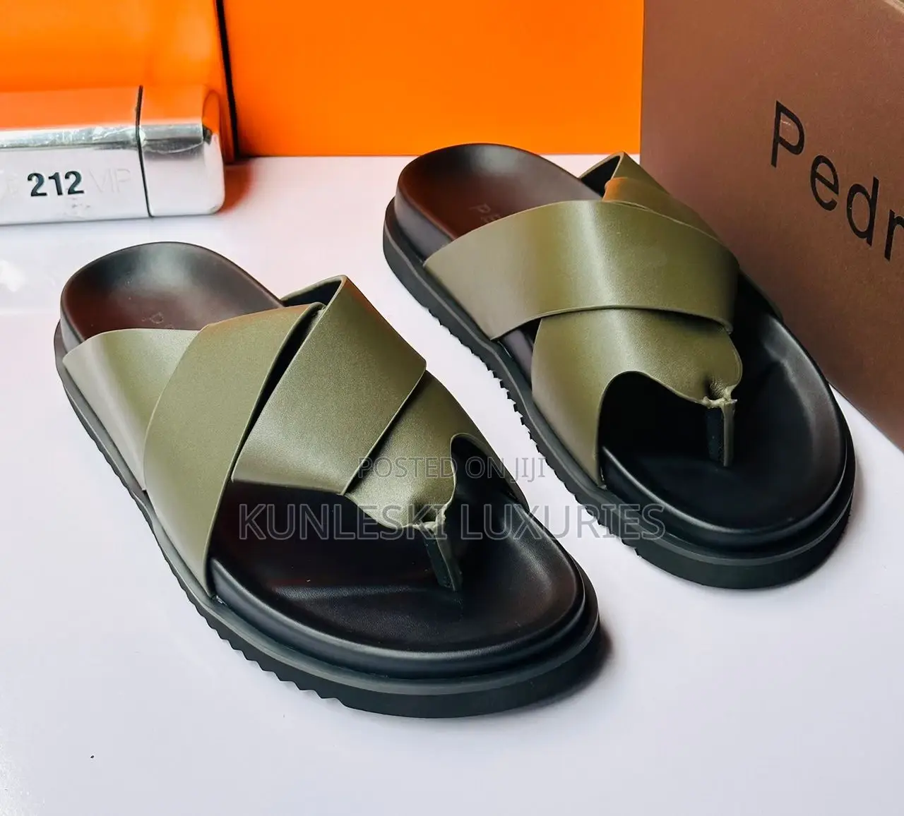 Original Perdo Men Leather Slippers in Three Colors Ways