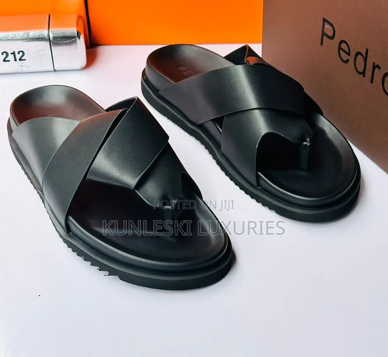 Original Perdo Men Leather Slippers in Three Colors Ways