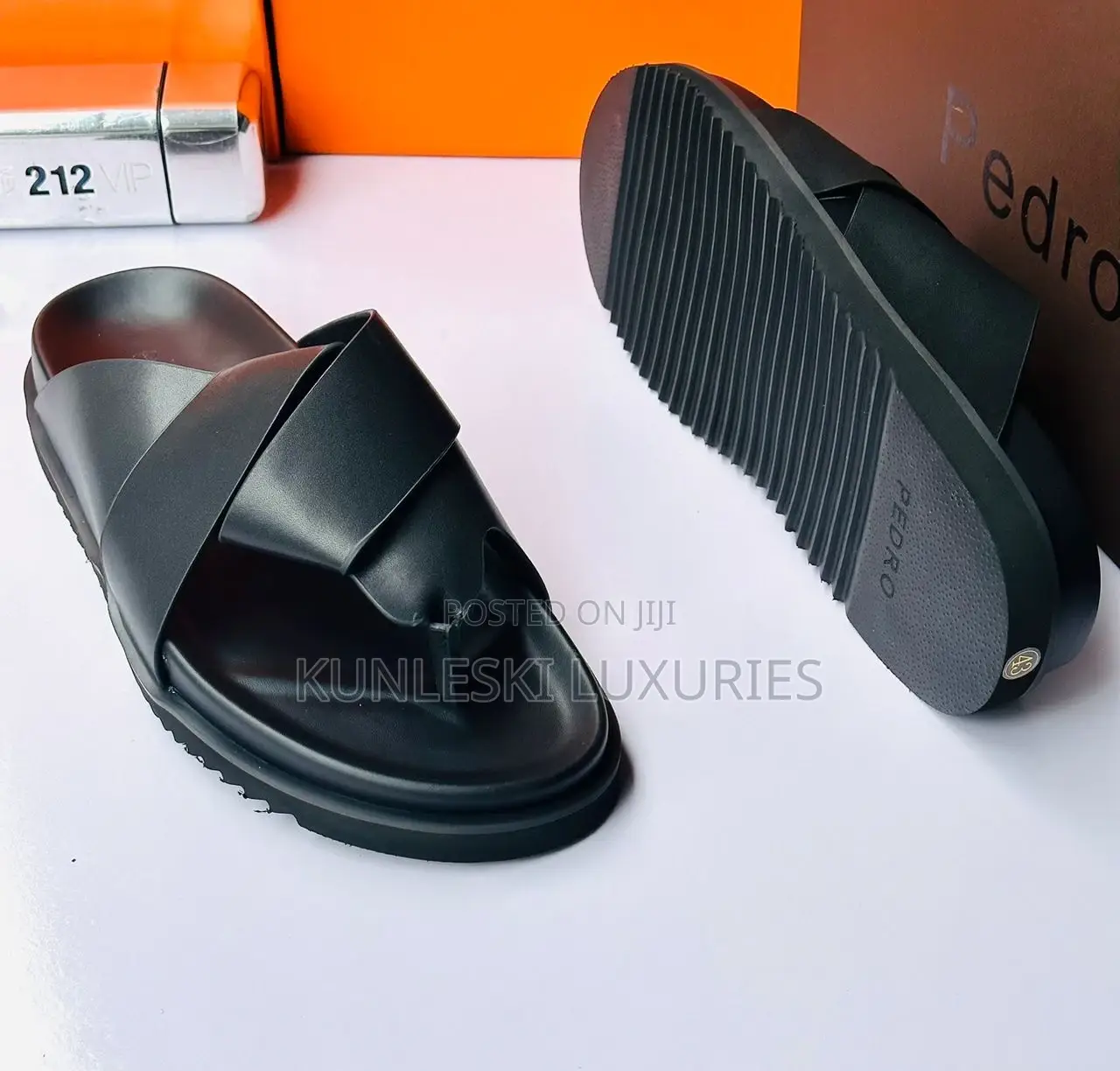 Original Perdo Men Leather Slippers in Three Colors Ways