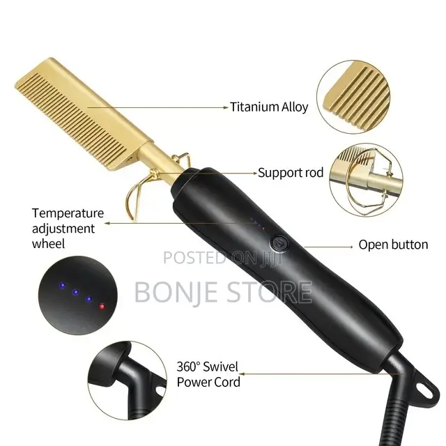 3in1 Electric Flat Iron Hot Comb Hair Straightener