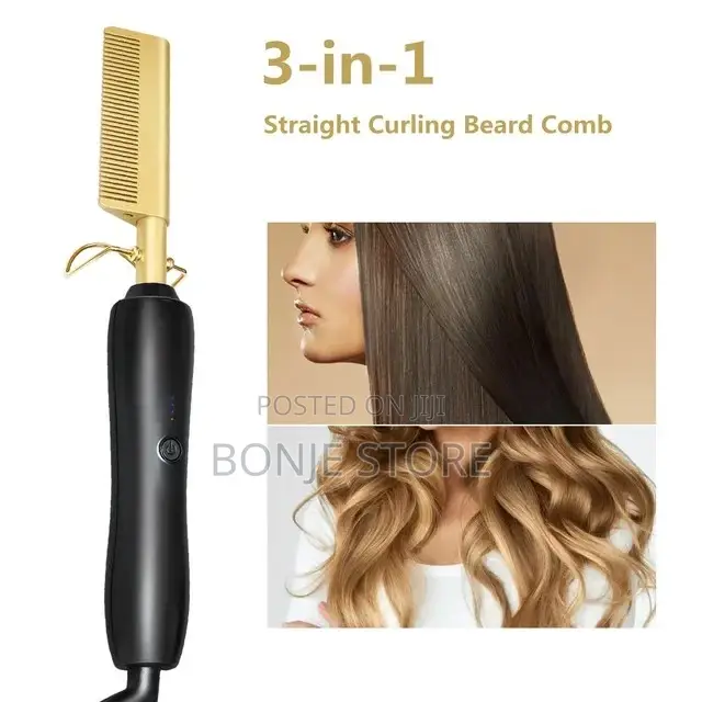 3in1 Electric Flat Iron Hot Comb Hair Straightener