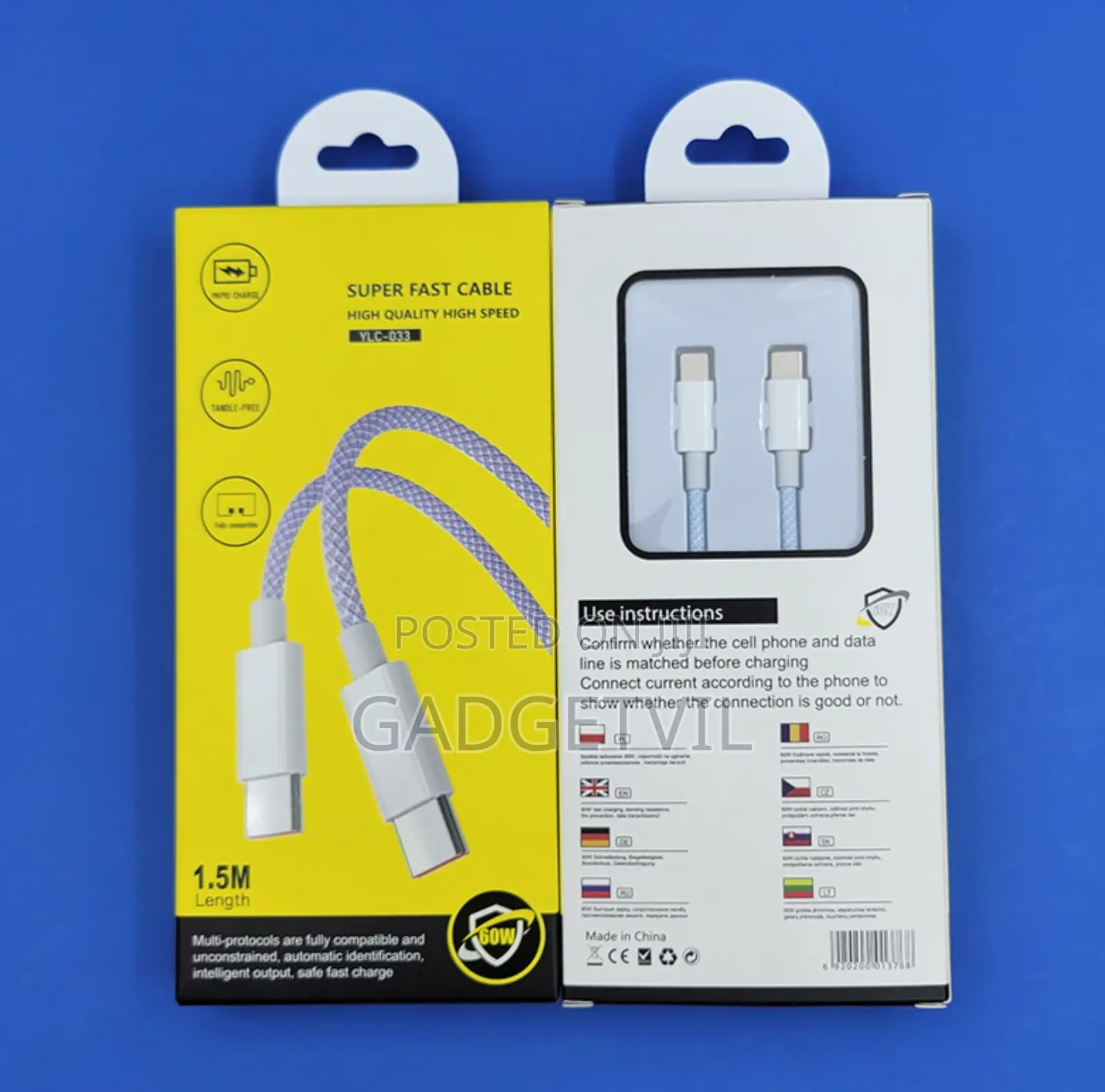 60w 1.5m Usb C To 8-pin Braided Data Cable For iPhone