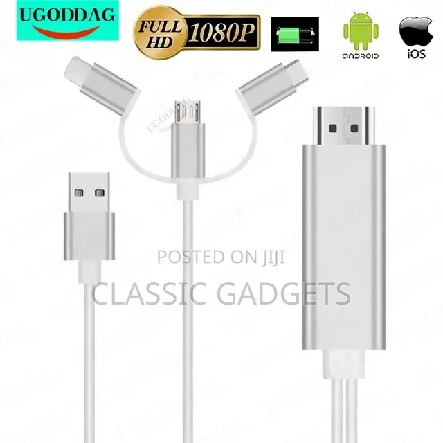 Lightning to Hdmi-Compatible Adapter Cable Plug Play 1080P