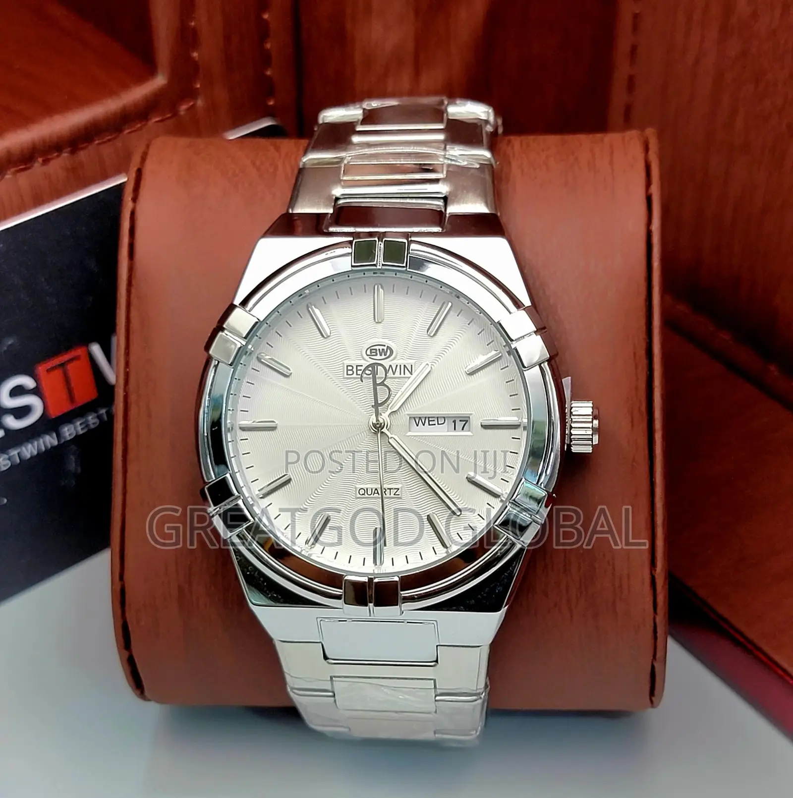 Bestwin Analog Movement Wristwatch. Silver Case