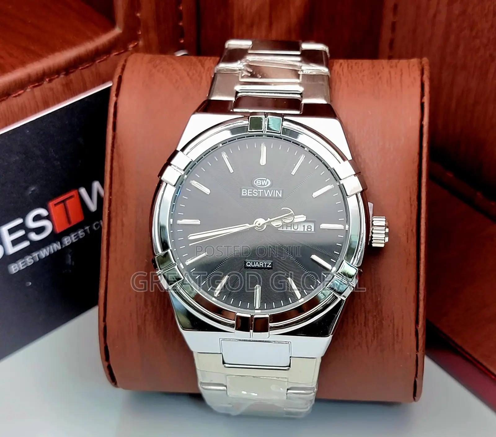Bestwin Analog Movement Wristwatch. Silver Case