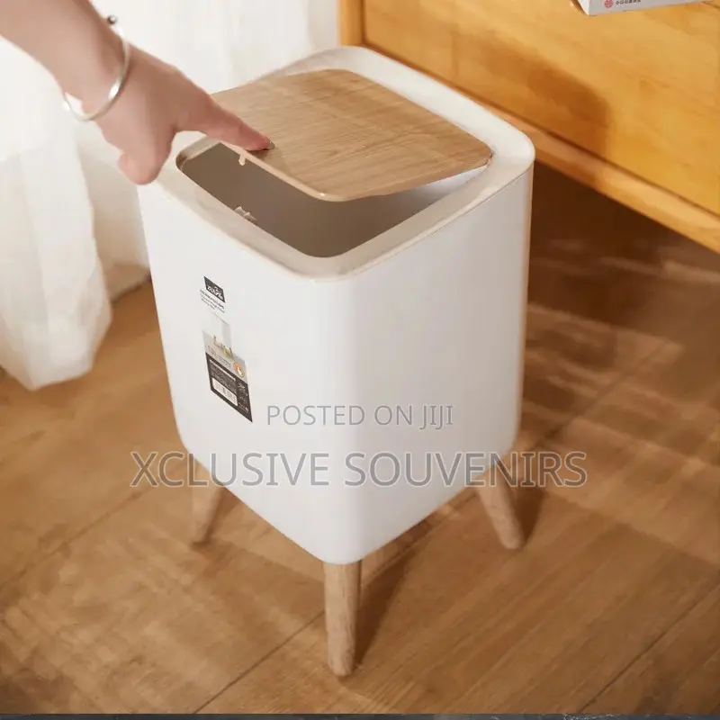 High Foot Wood Trash Can for Home/Office