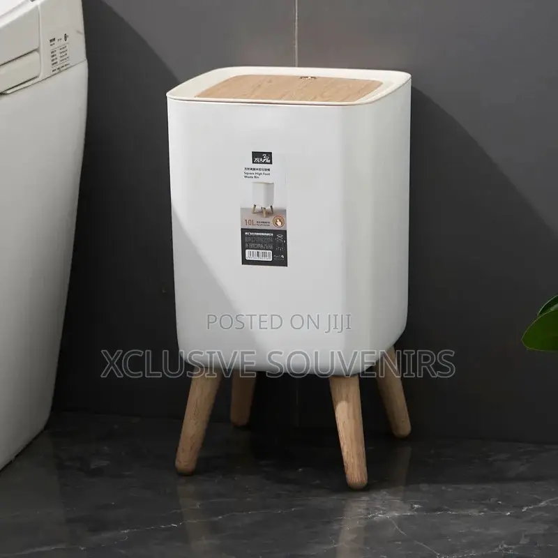 High Foot Wood Trash Can for Home/Office