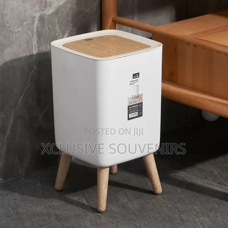 High Foot Wood Trash Can for Home/Office