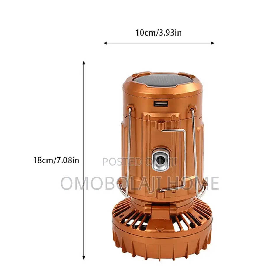 Solar Usb Rechargeable Charging Lamp With Fan