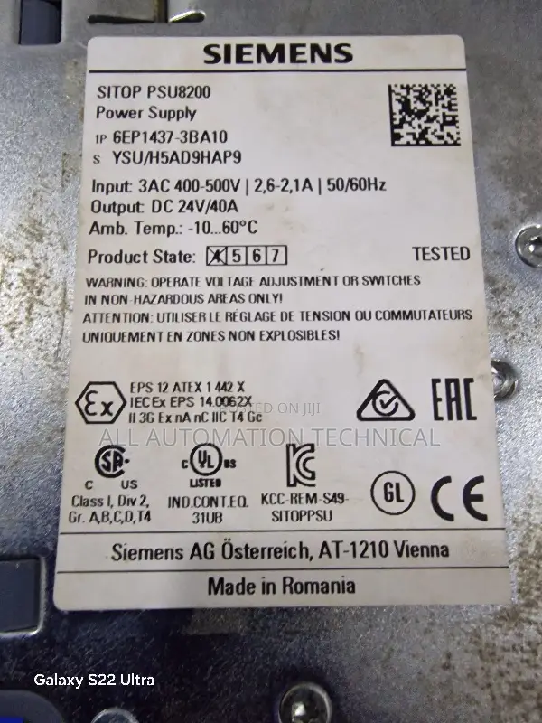 Siemens SITOP PSU8200 Power Supply 6ep1437-3ba10 |