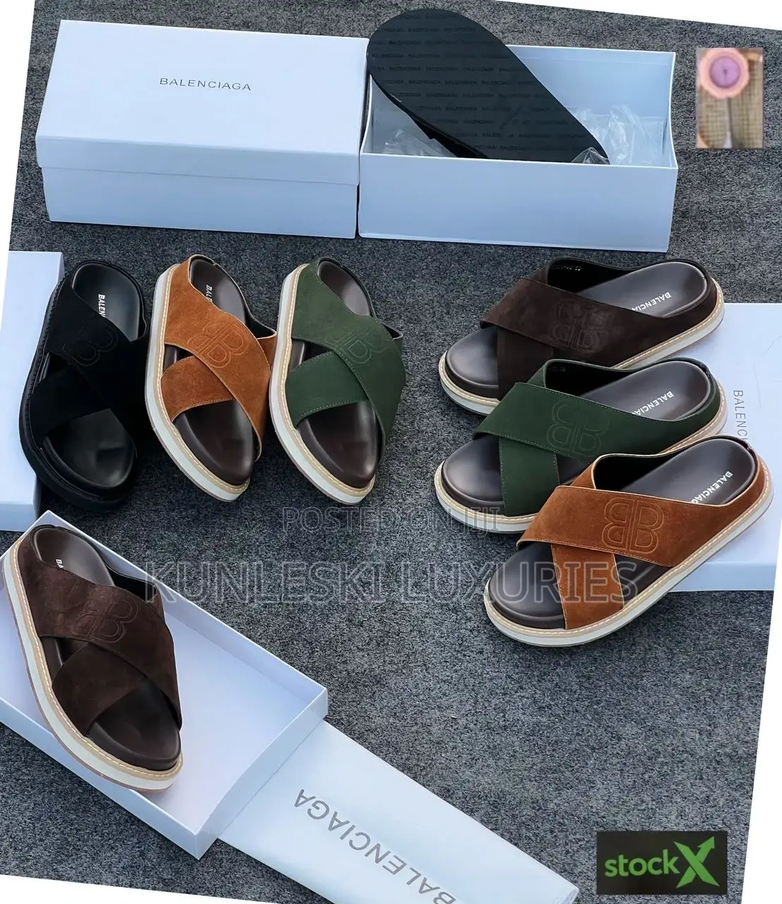 Original Balenciaga Big Sole Leather Slippers