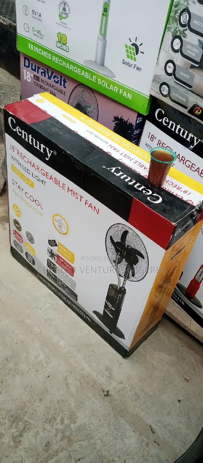 Century Dc/Ac Water Mist,18" Rechargable Standing Fan,8-11hr