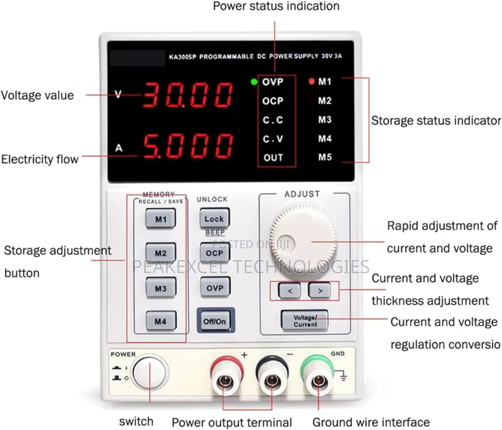 Digital DC Power Supply KA3005D 30v-5a - Programmable