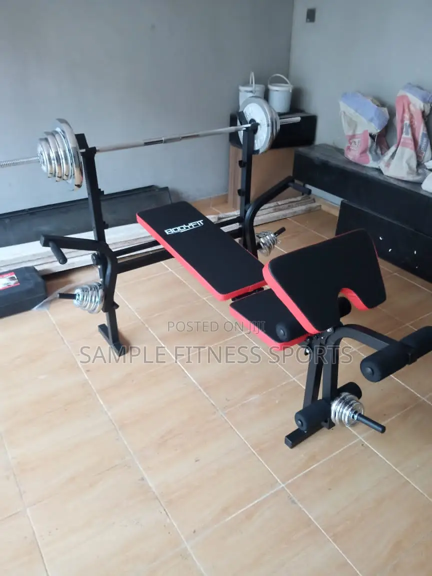 New Bodyfit Weight Bench With 50kg Dumbbells and Barbell