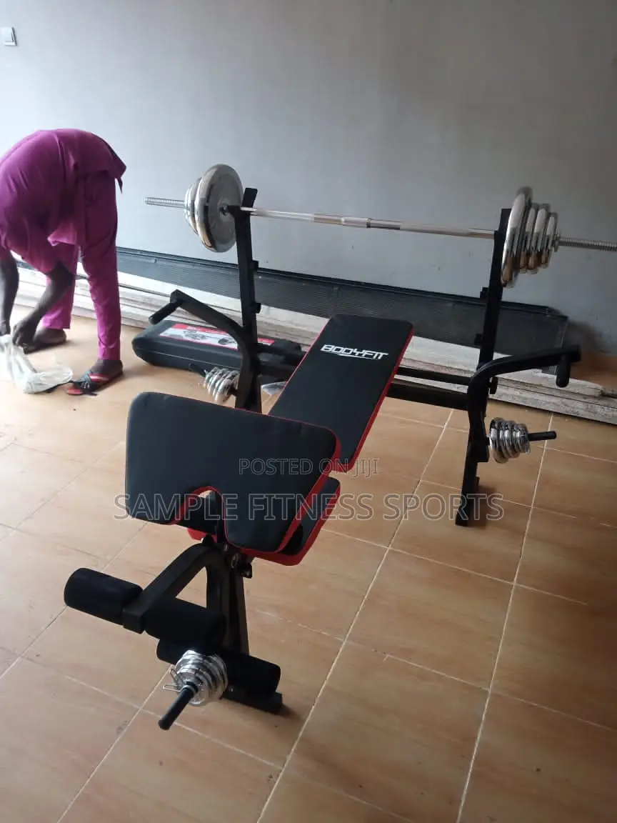 New Bodyfit Weight Bench With 50kg Dumbbells and Barbell