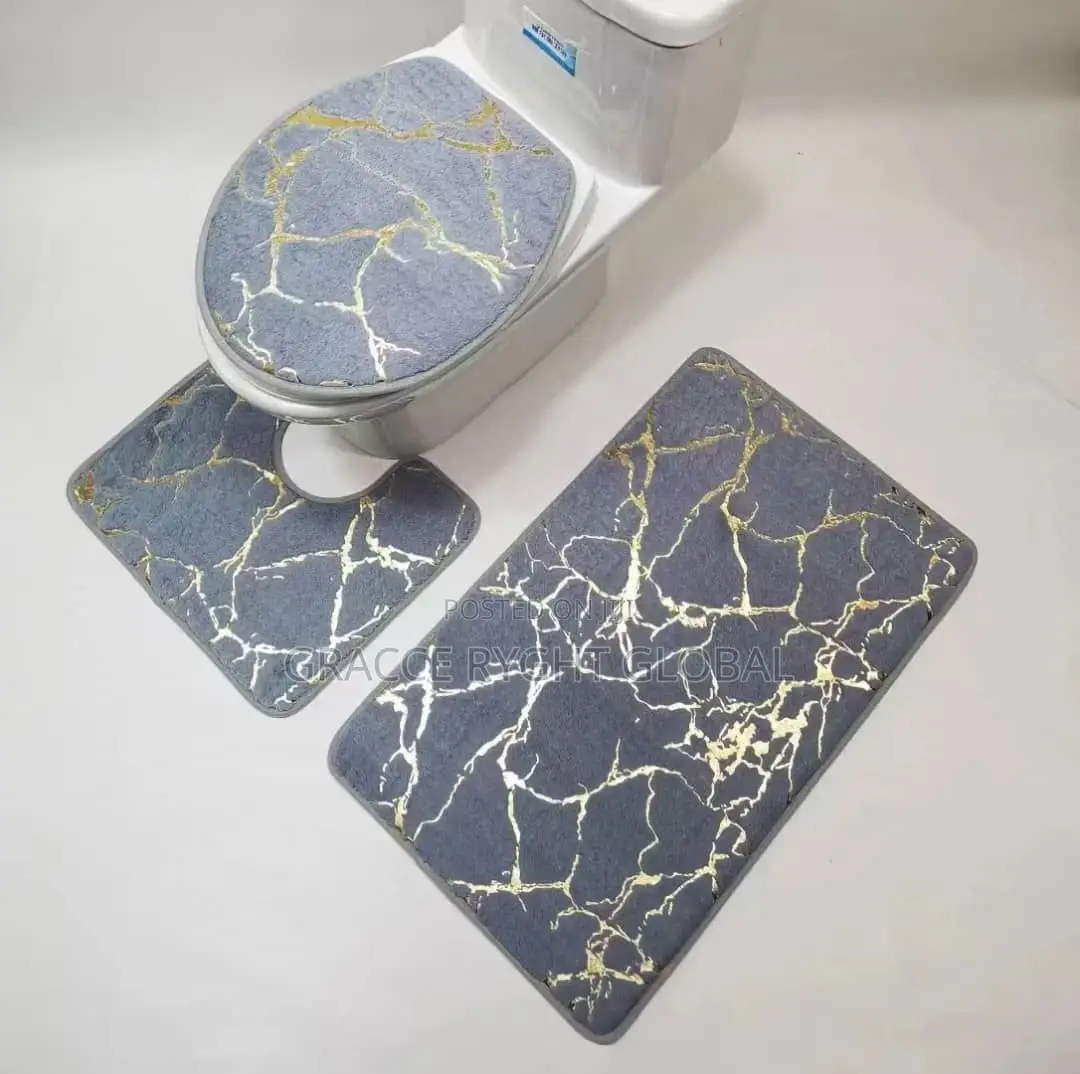 3in1 Luxury Toilet Mat With Gold Print
