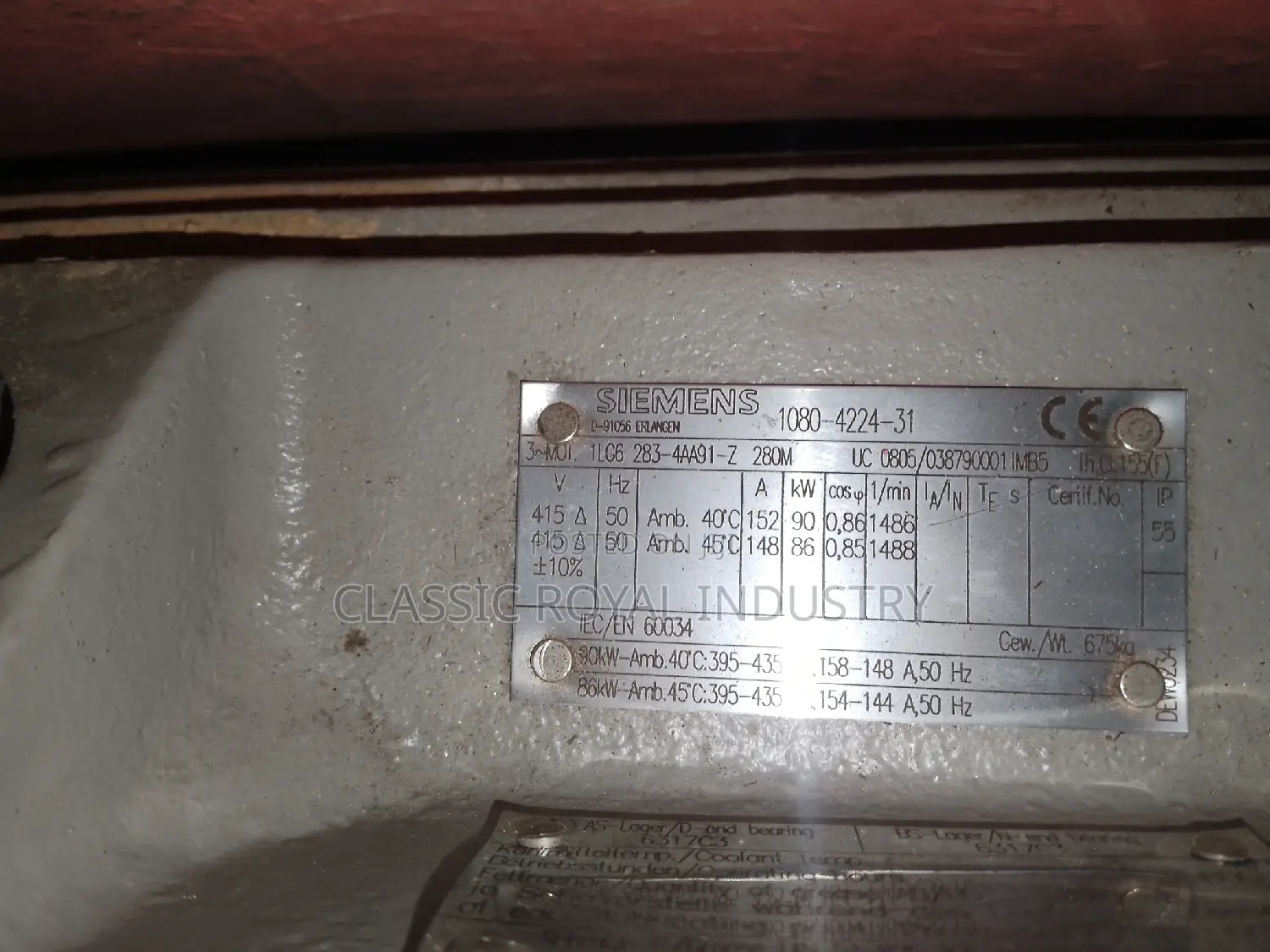 90kw Siemens Electric Motor 1486 Rpm