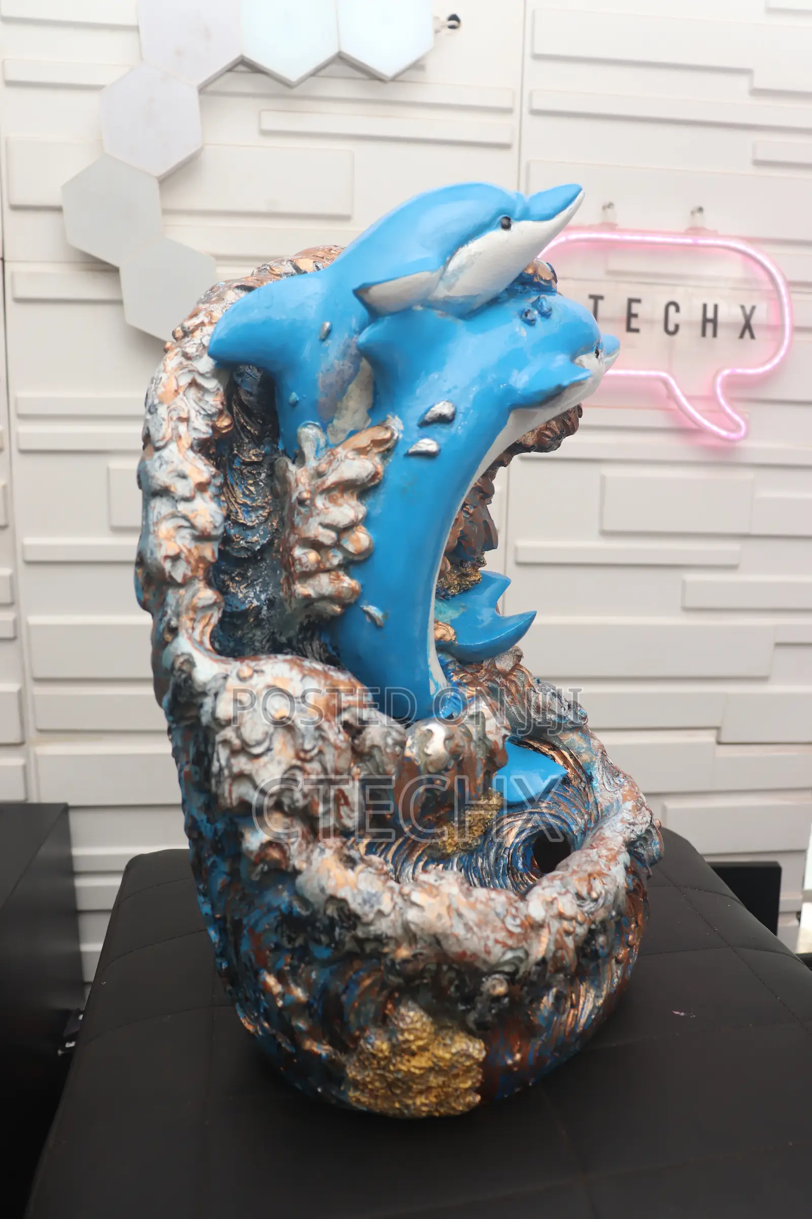 Dolphin Table Fountain, Blue