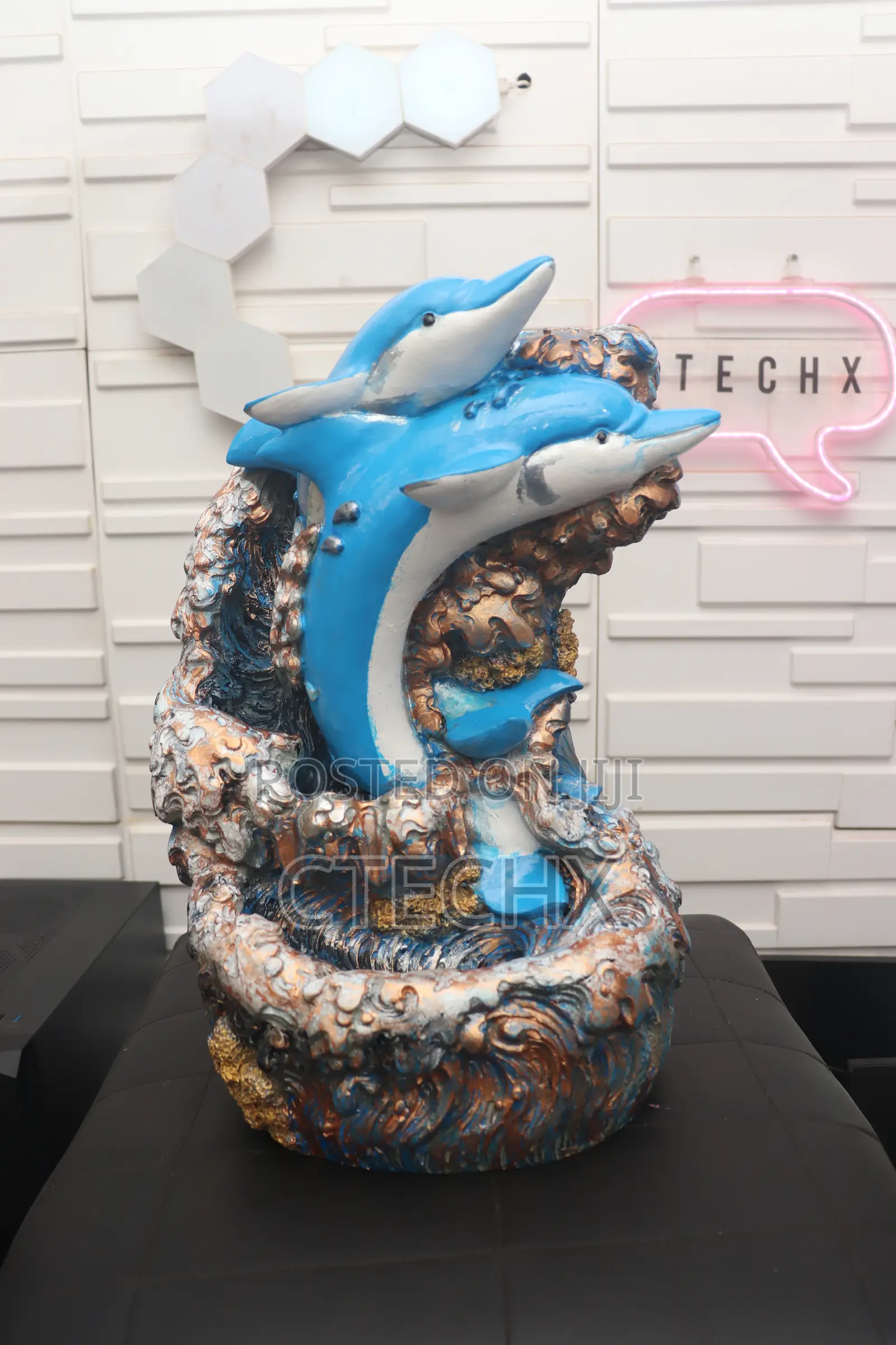 Dolphin Table Fountain, Blue