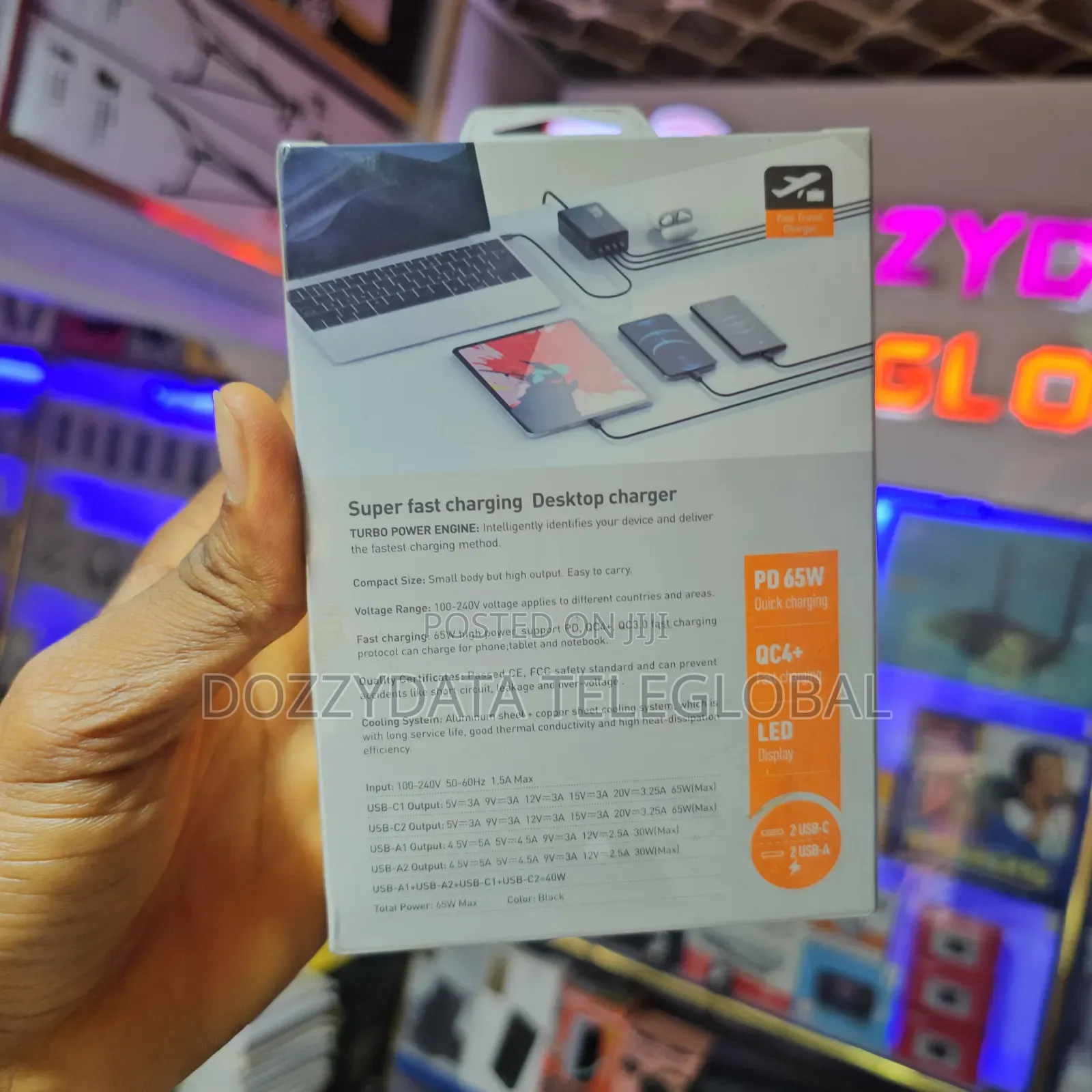 LDNIO 65W A4808Q Fast Charger 2 USB a With 2 Type-C /3.25a