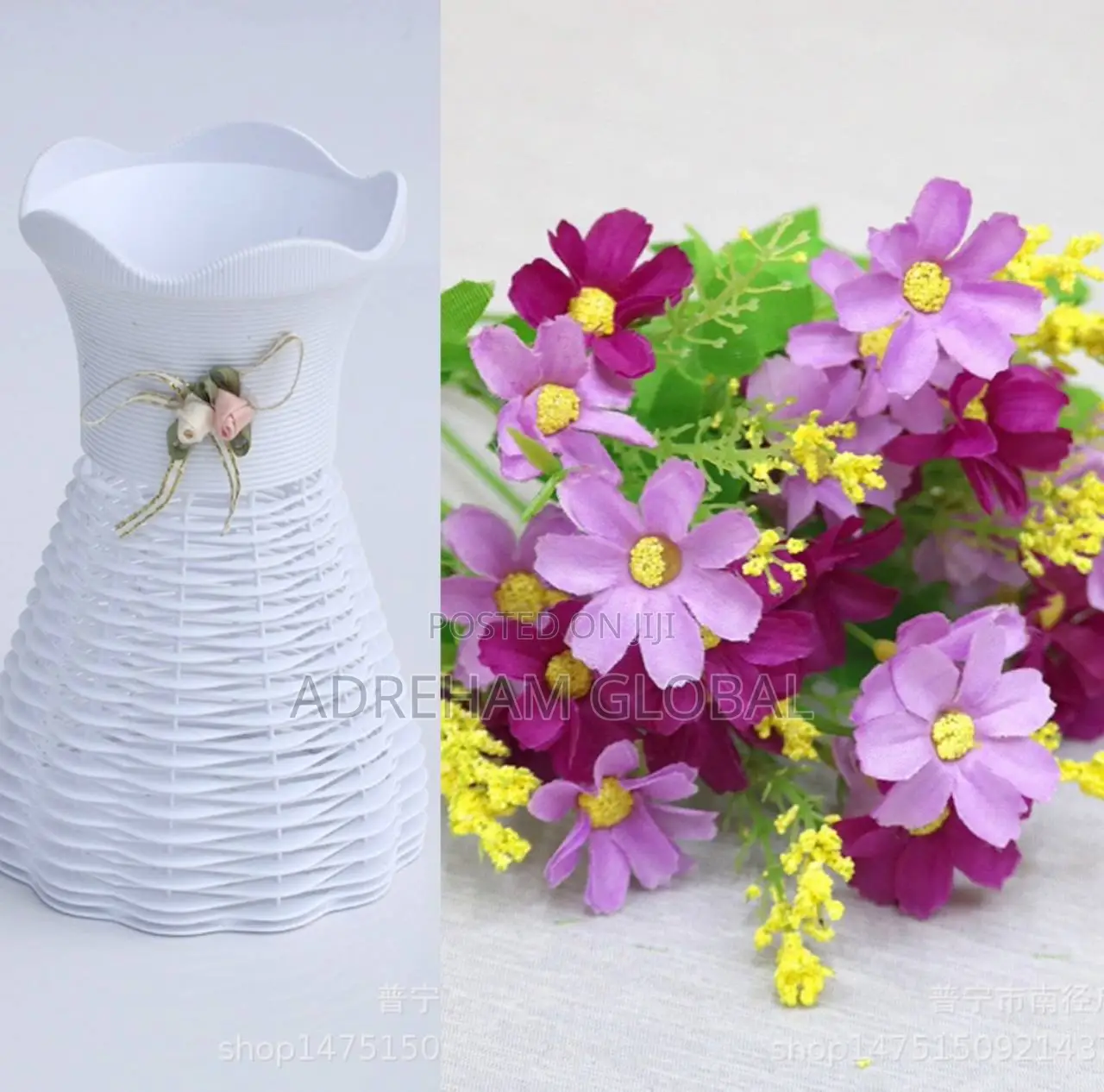 Arike Potted Plant Home and Office Decor With (2) Flowers