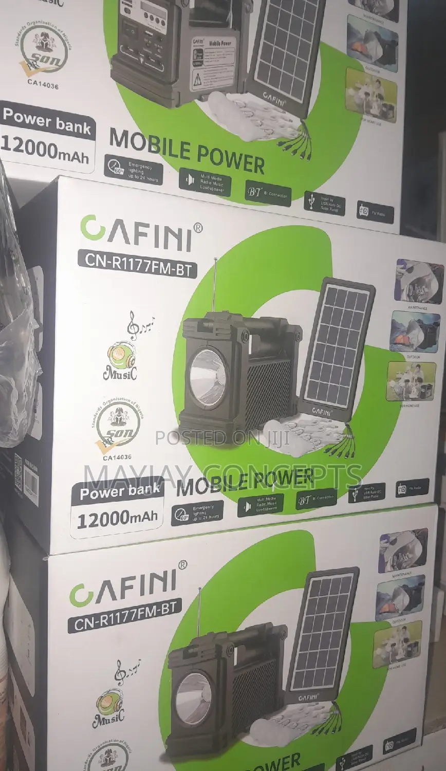 Cafini 12000mah Solar Lighting Kit-4bulbs+Mp3/Radio,Bluetoot