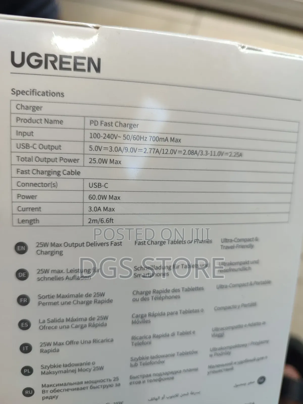 Ugreen USB C PD Fast Charger 25w With 2m Usb 6 Cable