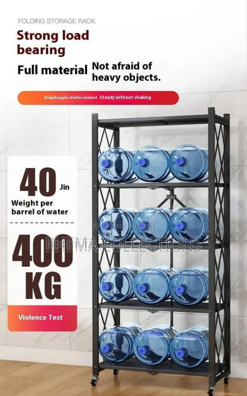 5 Tiers Heavy Duty Metal Foldable Storage Shelf