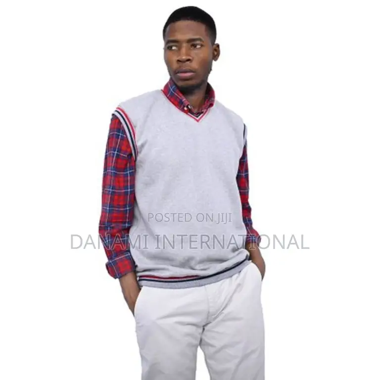Danami Sleeveless v Neck Sweatshirt Vest- Light Grey