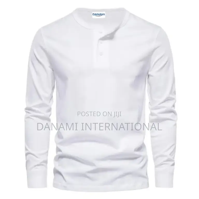Danami Henley Long Sleeve T Shirt- White