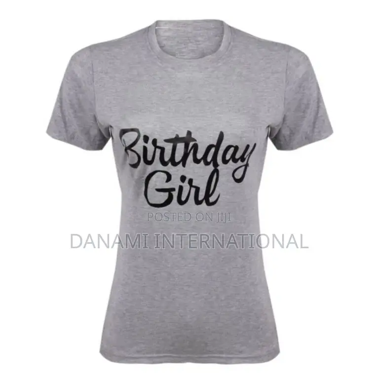 Danami Birthday Girl Printed T Shirt- Grey